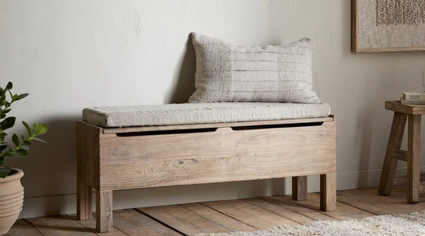Wooden Bench With Shelf Upholstered